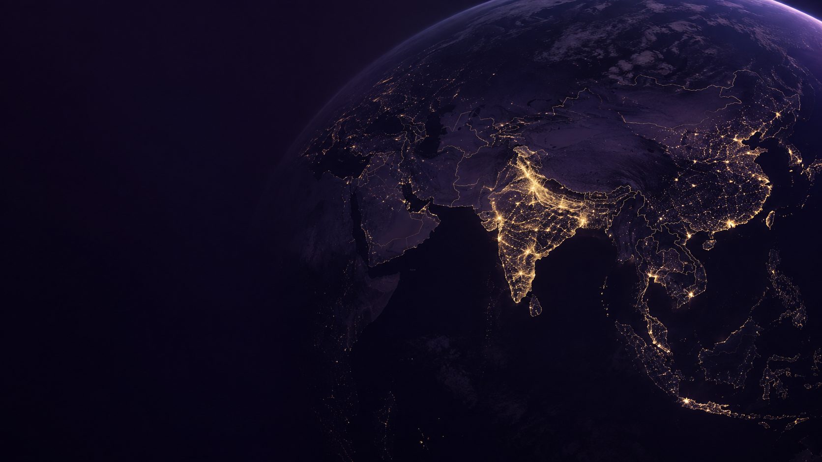 India illuminated at night, seen from orbit